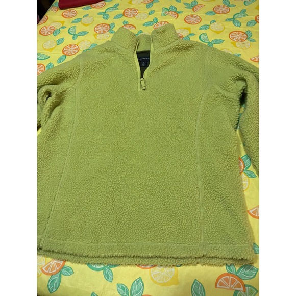 Lands' End Tops - Lands' End Fleece Pullover Womens Small S 6-8 Lime Green 1/4 Zip Sherpa Top